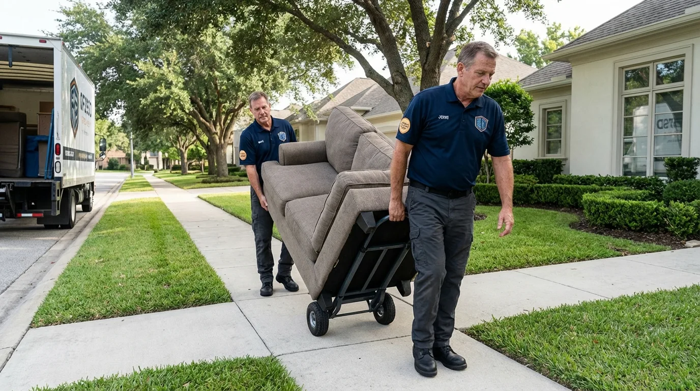 Local residential moving crew loading furniture in Nashua, NH
